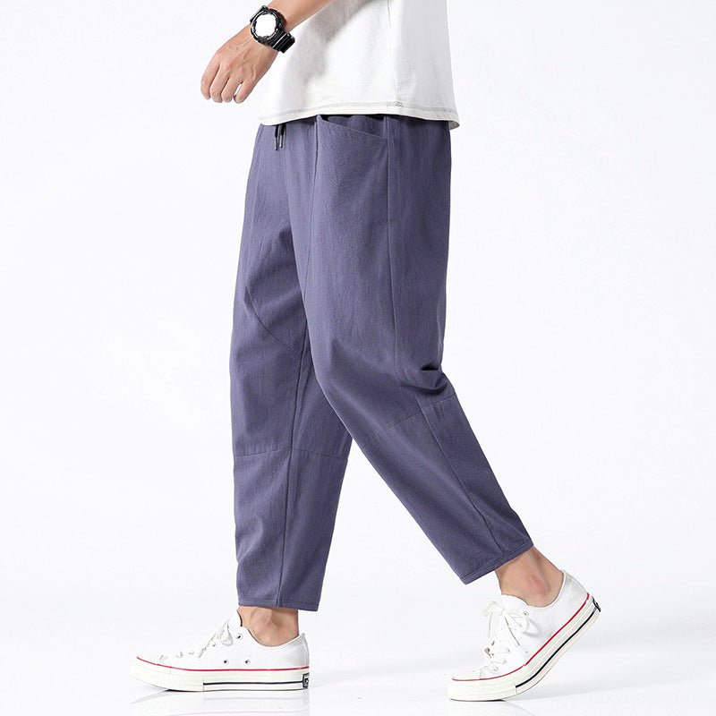 Loose Cotton Linen Cropped Harem Pants Casual - E. M. E. LLC0