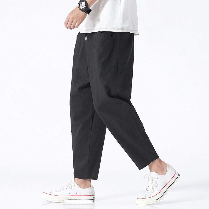 Loose Cotton Linen Cropped Harem Pants Casual - E. M. E. LLC0