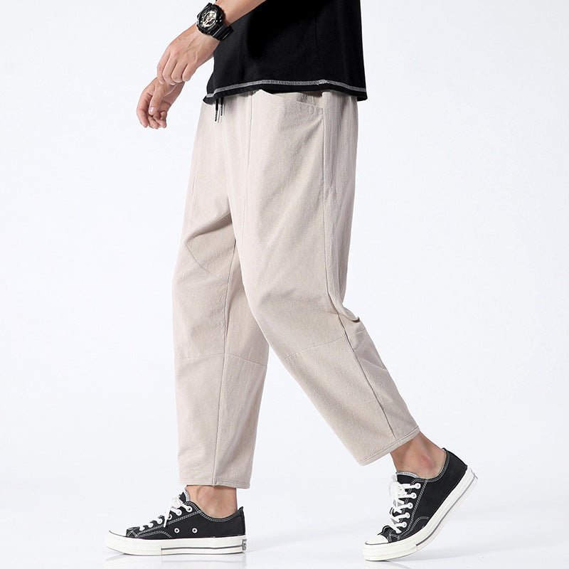 Loose Cotton Linen Cropped Harem Pants Casual - E. M. E. LLC0