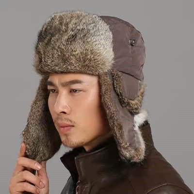 Men And Women Rabbit Fur Hat Couple Fur Skiing - E. M. E. LLC0