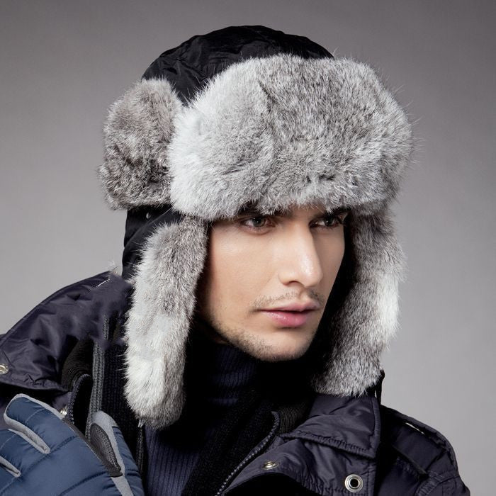 Men And Women Rabbit Fur Hat Couple Fur Skiing - E. M. E. LLC0
