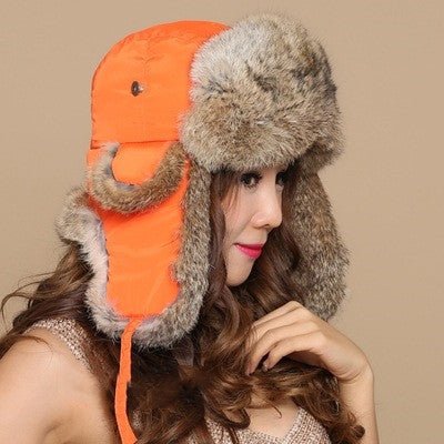 Men And Women Rabbit Fur Hat Couple Fur Skiing - E. M. E. LLC0