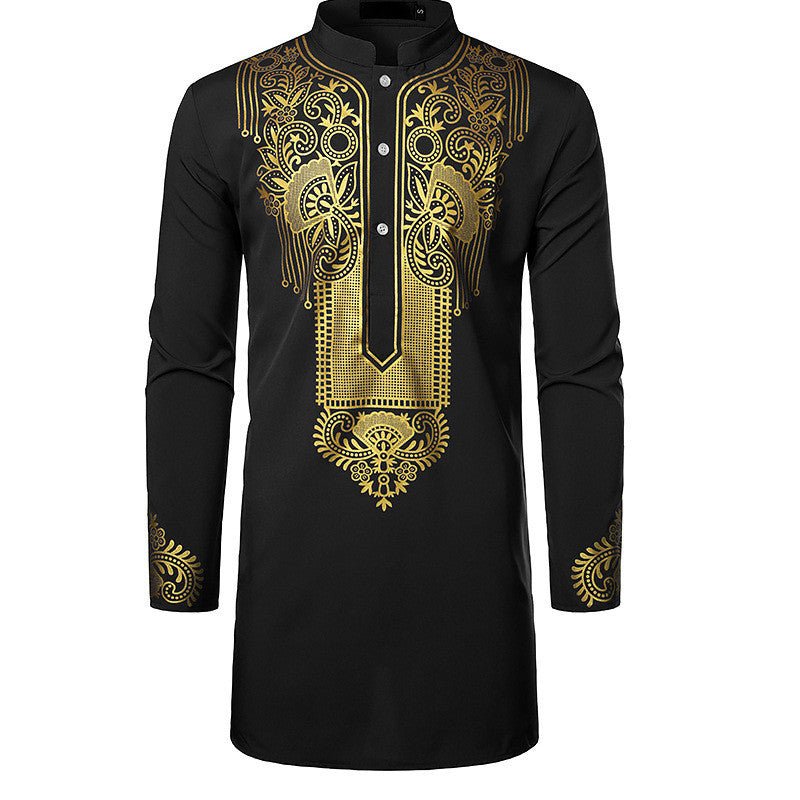 Men's African Printed Totem Long Shirt - E. M. E. LLC0