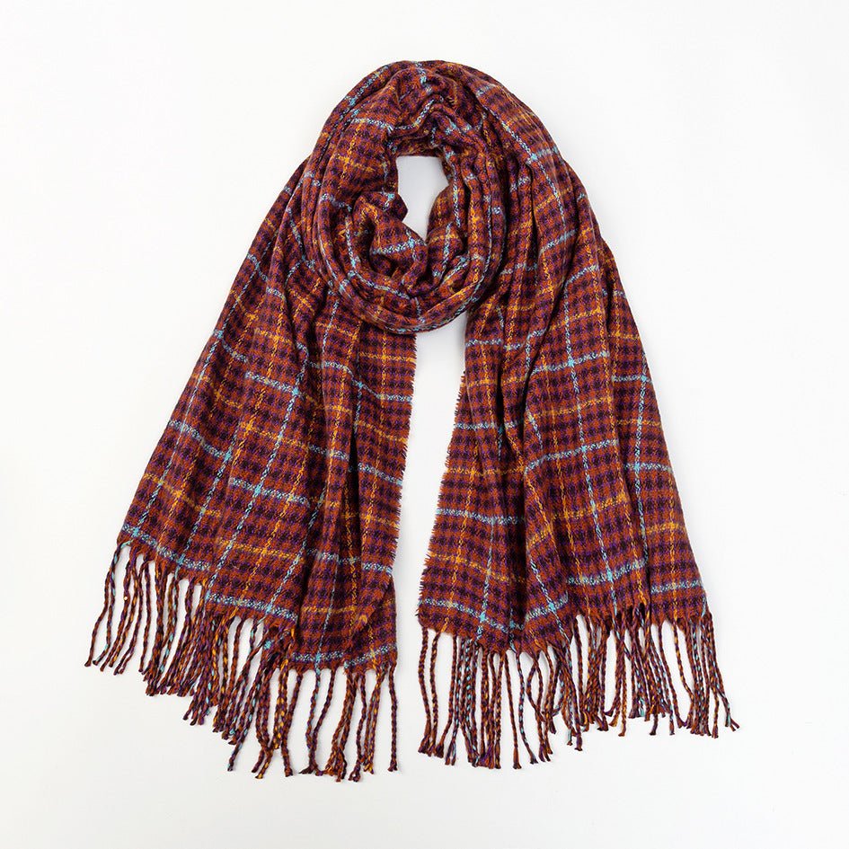 Men's And Women's Cashmere Plaid Tassel Scarf - E. M. E. LLC0