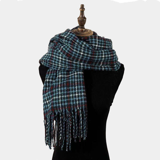 Men's And Women's Cashmere Plaid Tassel Scarf - E. M. E. LLC0
