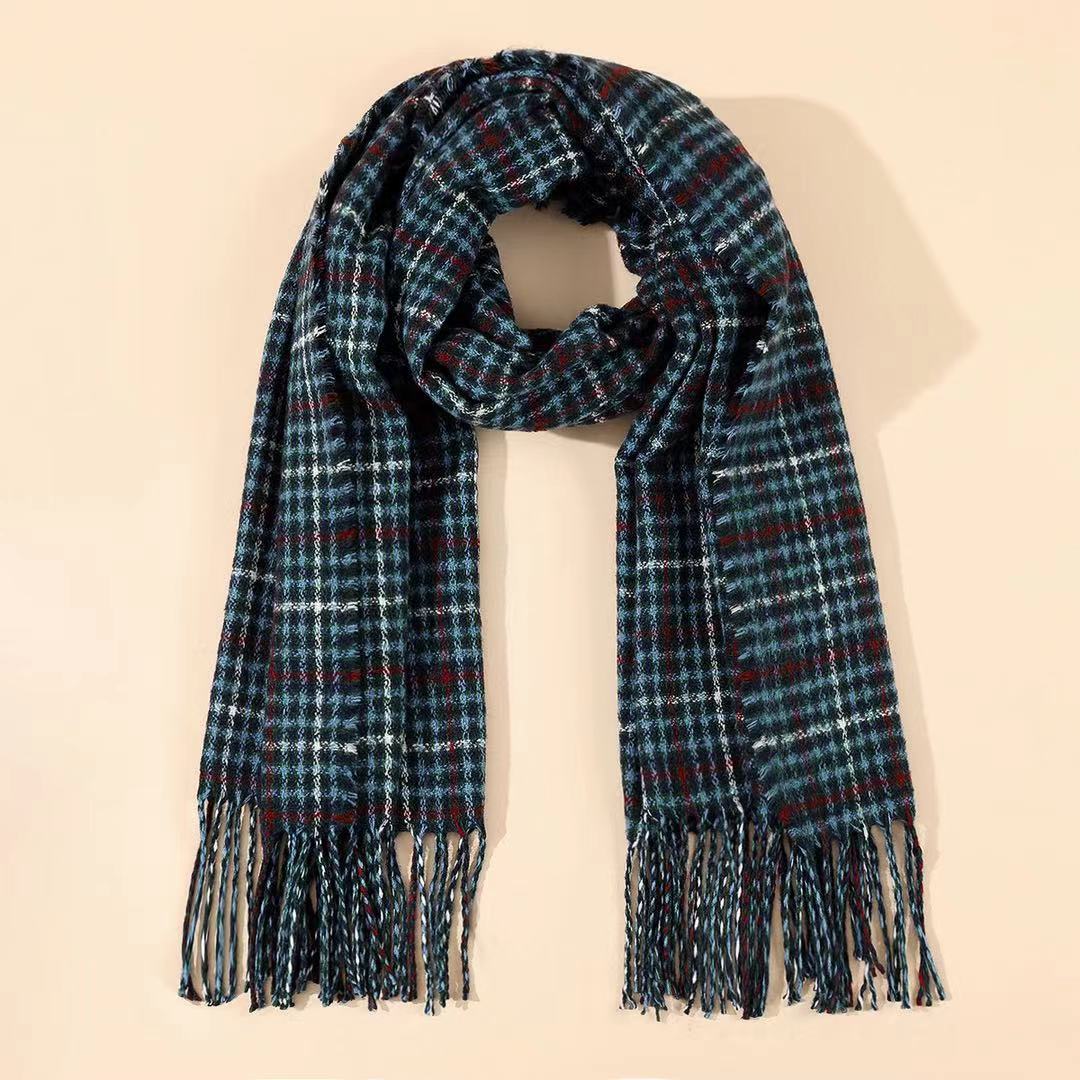 Men's And Women's Cashmere Plaid Tassel Scarf - E. M. E. LLC0