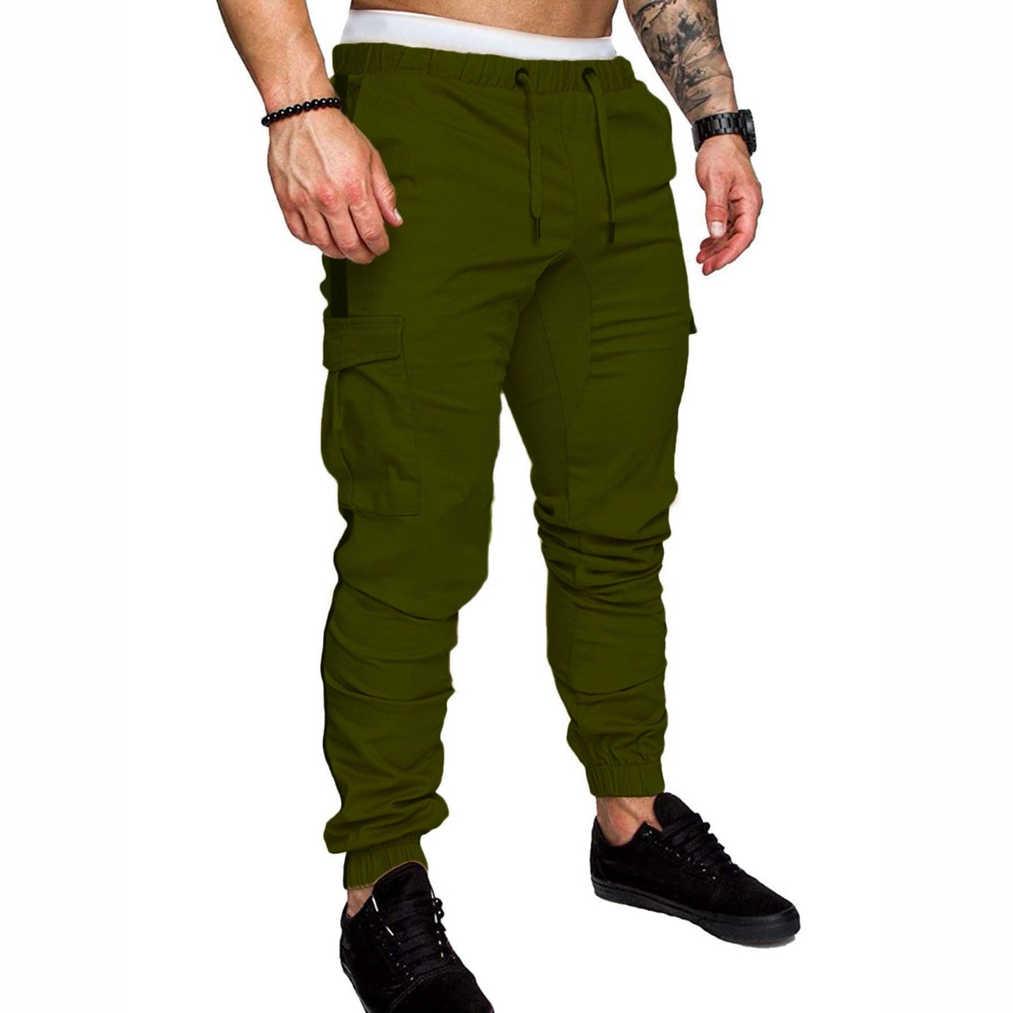 Men's Autumn Stitching Solid Color Casual Sports Loose Straight - leg Pants - E. M. E. LLC0