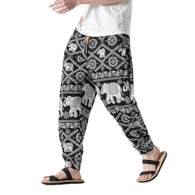 Men's Beach Pants Retro Buckle Casual Trousers - E. M. E. LLC0