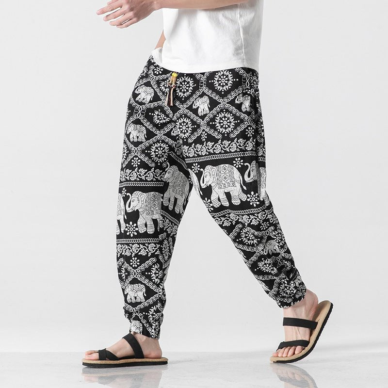 Men's Beach Pants Retro Buckle Casual Trousers - E. M. E. LLC0