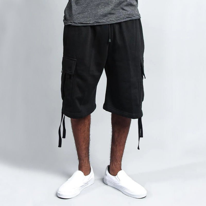 Men's Casual Five - point Overalls Multi - pocket Loose Straight Shorts - E. M. E. LLC0