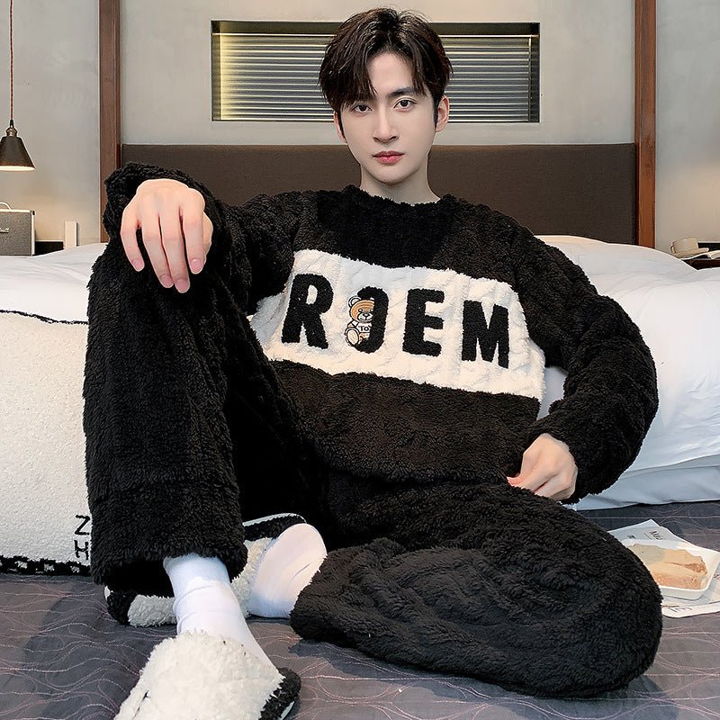 Men's FallWinter Thickened Coral Velvet Pajamas Suit - E. M. E. LLC0