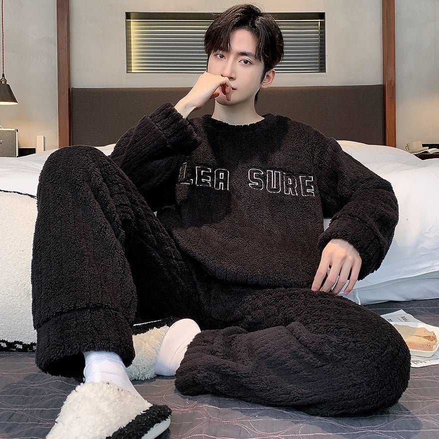 Men's FallWinter Thickened Coral Velvet Pajamas Suit - E. M. E. LLC0