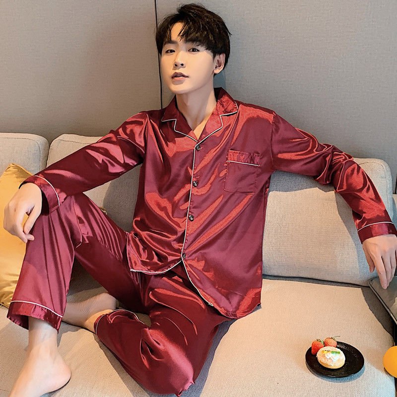 Men's Fashion Large Size Silk Pajamas Suit - E. M. E. LLC0