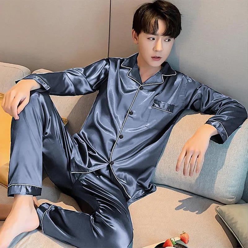 Men's Fashion Large Size Silk Pajamas Suit - E. M. E. LLC0