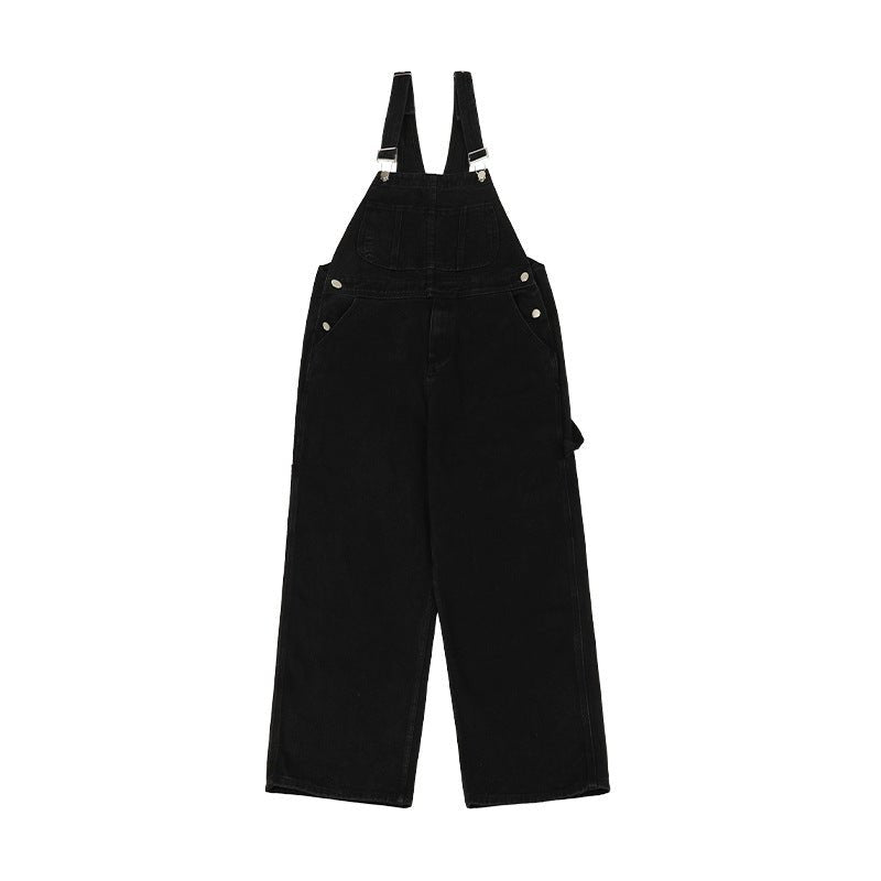 Men's Japanese - style Retro Casual Straight - leg Working Bib Top Pants - E. M. E. LLC0