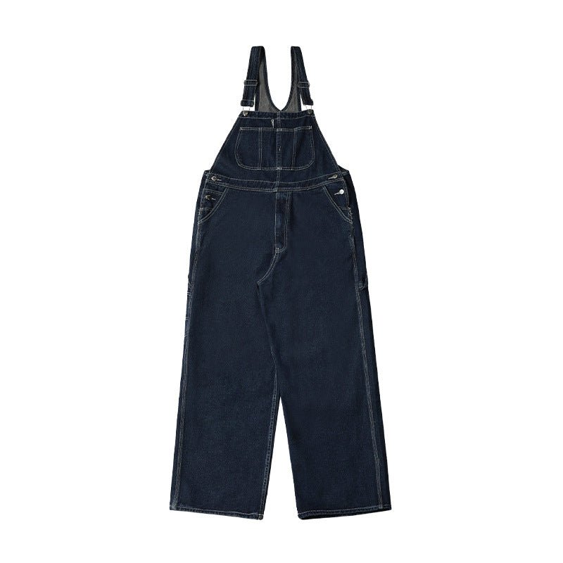 Men's Japanese - style Retro Casual Straight - leg Working Bib Top Pants - E. M. E. LLC0
