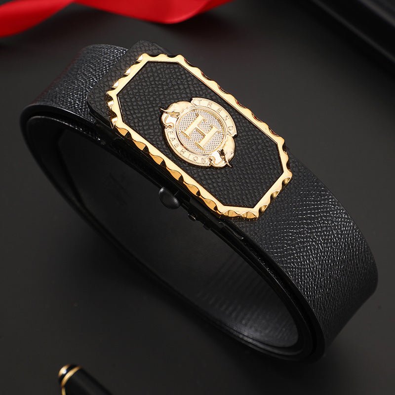 Men's Leather Belt Toothless Automatic Buckle Belt - E. M. E. LLC0