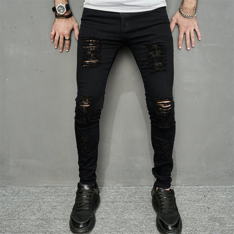 Men's Leisure Ripped Denim Feet Personality Trendy Jeans - E. M. E. LLC0