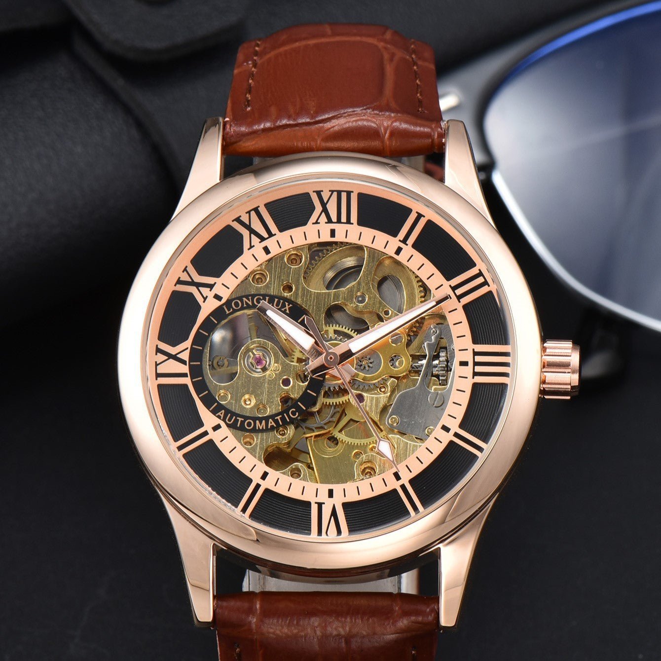 Men's Mechanical Watch Roman Scale Waterproof Fashion Business - E. M. E. LLC0