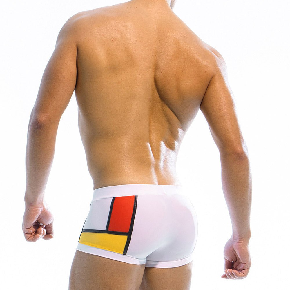 Men's Multi - color Mosaic Craft Boxer Swimming Trunks - E. M. E. LLC0