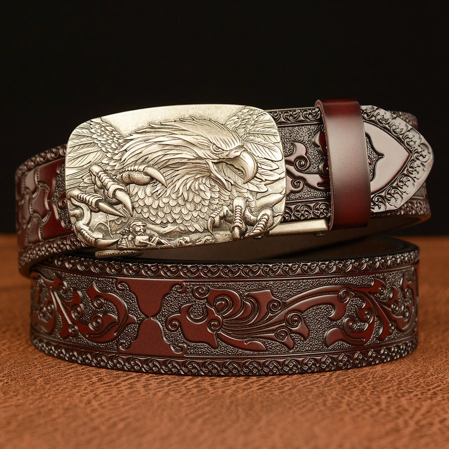 Men's Personalized Carved Eagle Automatic Buckle Belt - E. M. E. LLC0