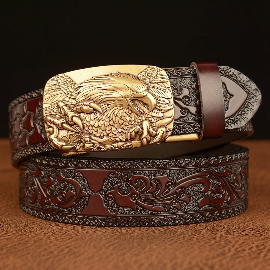 Men's Personalized Carved Eagle Automatic Buckle Belt - E. M. E. LLC0