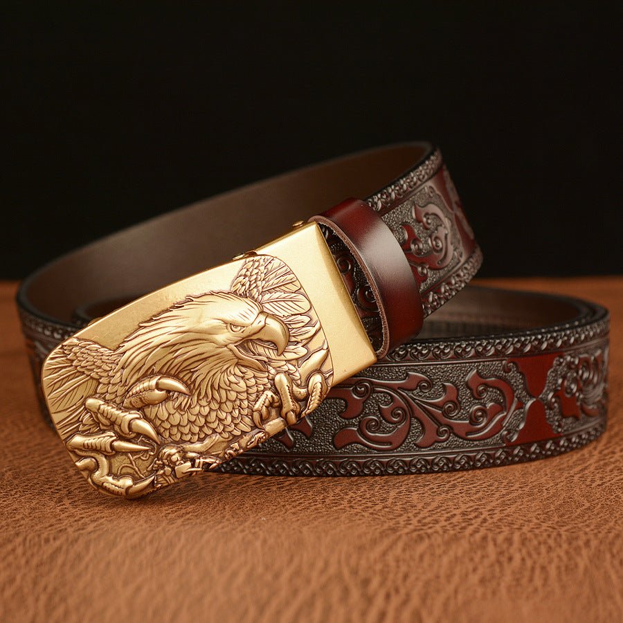 Men's Personalized Carved Eagle Automatic Buckle Belt - E. M. E. LLC0