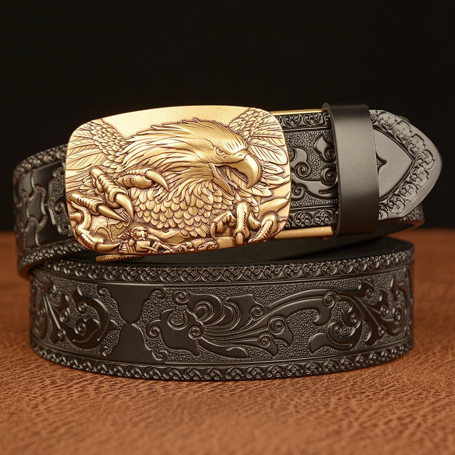 Men's Personalized Carved Eagle Automatic Buckle Belt - E. M. E. LLC0