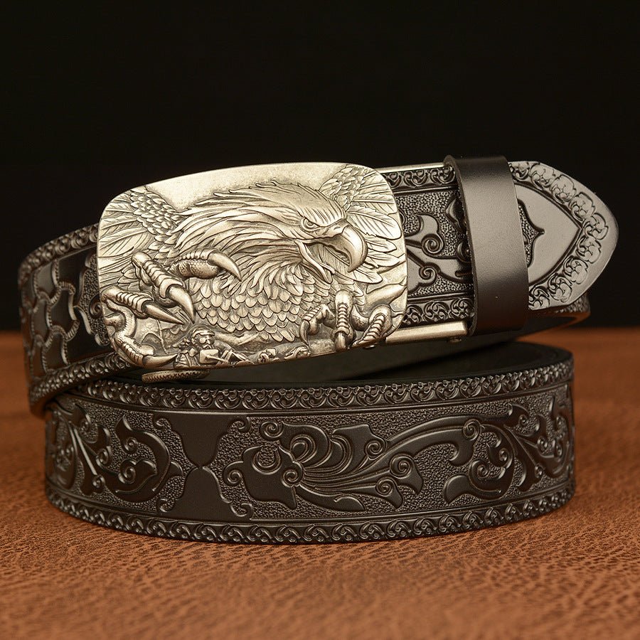 Men's Personalized Carved Eagle Automatic Buckle Belt - E. M. E. LLC0