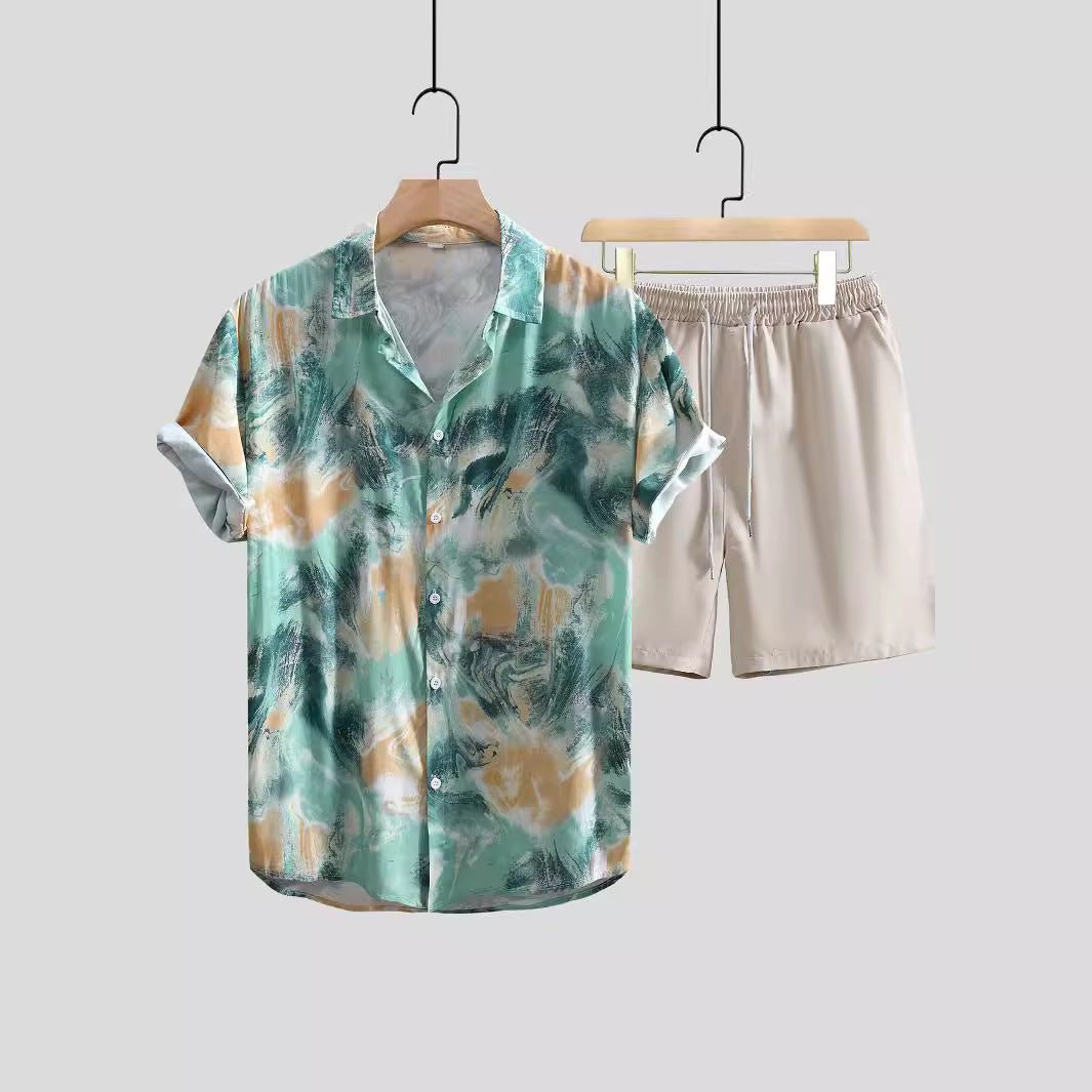 Men's Printed Casual Style Short Sleeve Shirt Outfit - E. M. E. LLC0