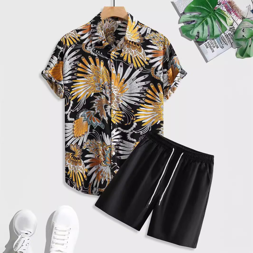 Men's Printed Casual Style Short Sleeve Shirt Outfit - E. M. E. LLC0