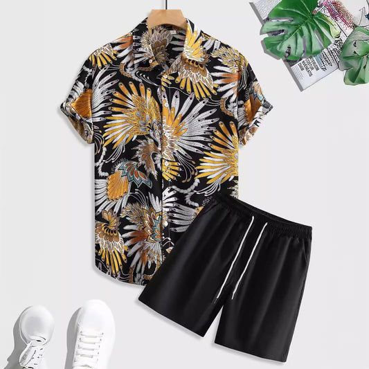Men's Printed Casual Style Short Sleeve Shirt Outfit - E. M. E. LLC0