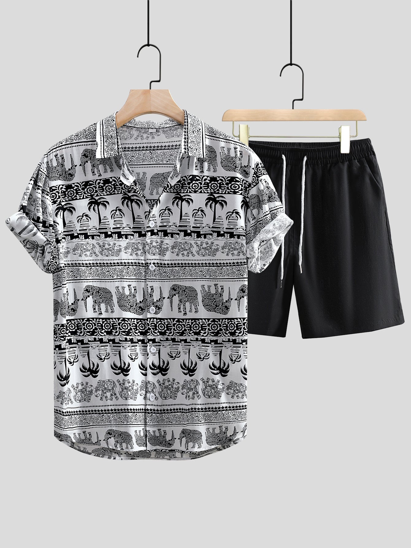 Men's Printed Casual Style Short Sleeve Shirt Outfit - E. M. E. LLC0