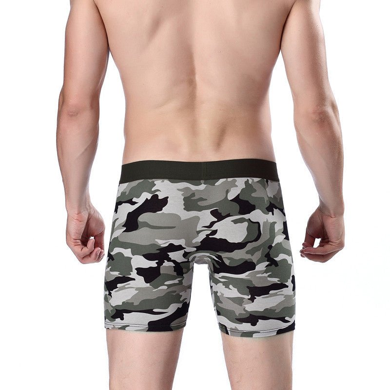 Men's Sports Lengthened Camouflage Printed Cotton Boxer Briefs - E. M. E. LLC0