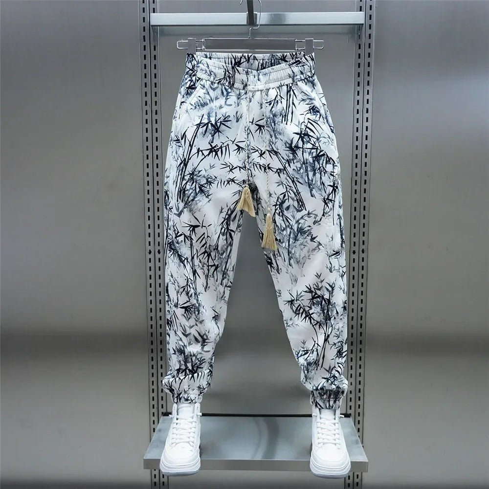 Men's Summer Loose Floral Casual Ice Silk Harem Pants - E. M. E. LLC0