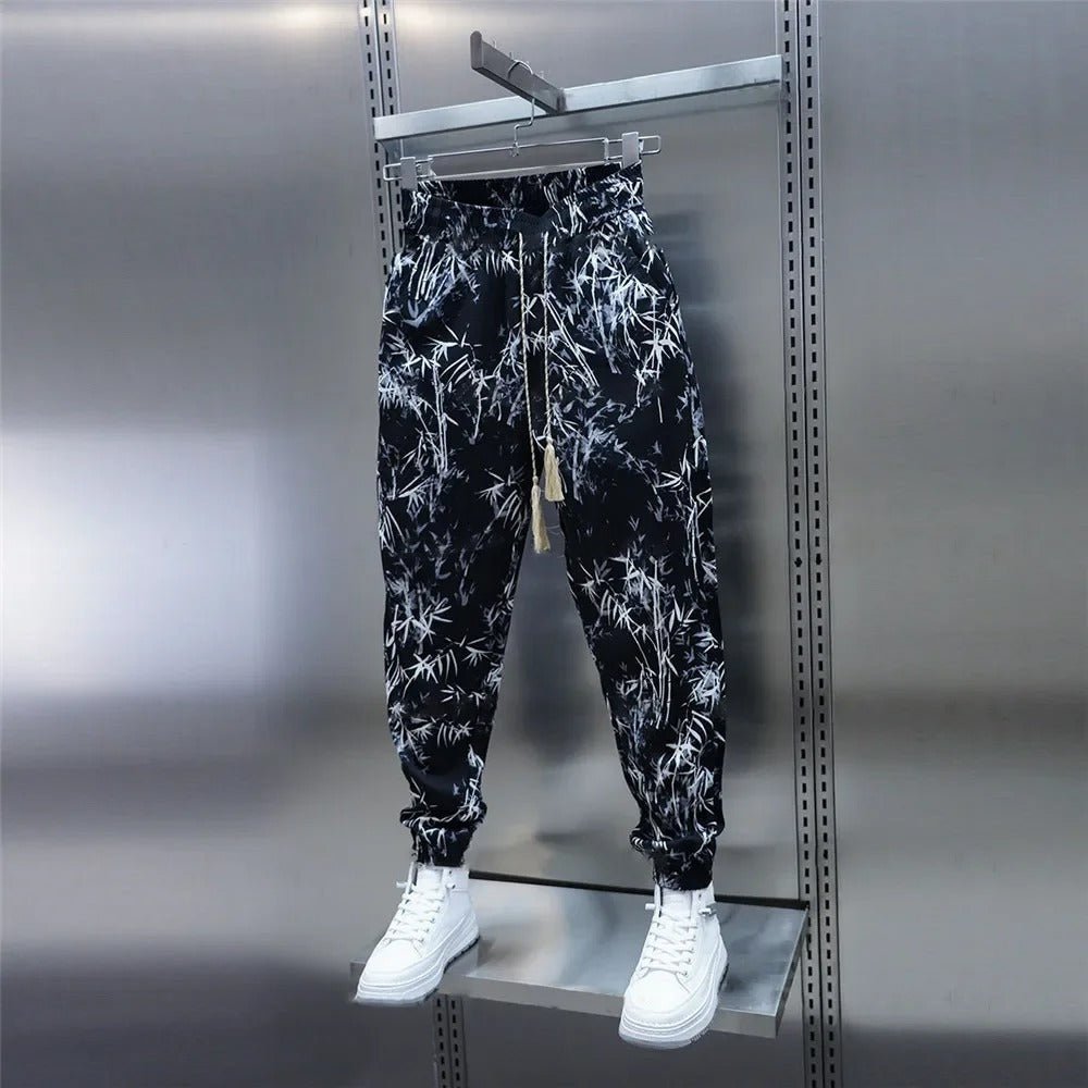 Men's Summer Loose Floral Casual Ice Silk Harem Pants - E. M. E. LLC0