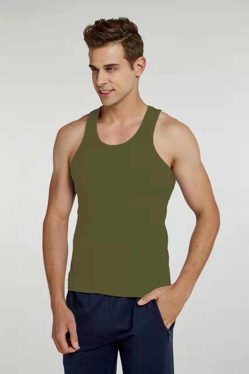 Men's Vest Cotton Slim Fit Sports Bottoming Shirt Breathable Stretch Underwear - E. M. E. LLC0