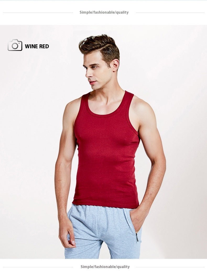 Men's Vest Cotton Slim Fit Sports Bottoming Shirt Breathable Stretch Underwear - E. M. E. LLC0