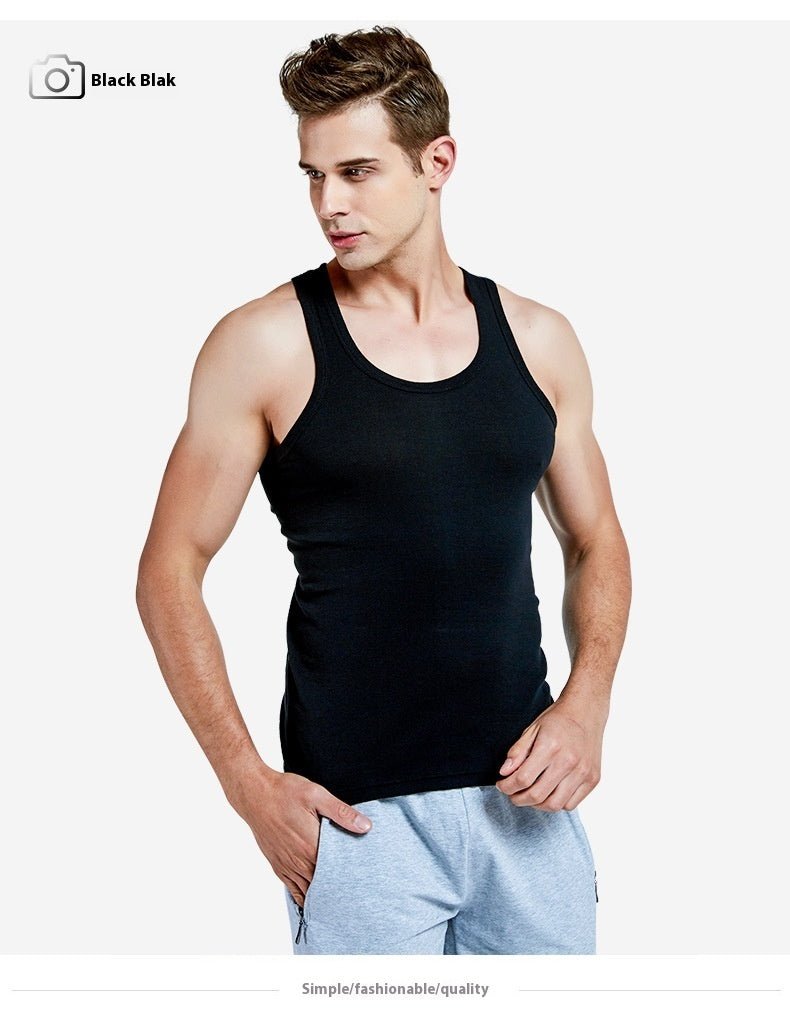 Men's Vest Cotton Slim Fit Sports Bottoming Shirt Breathable Stretch Underwear - E. M. E. LLC0