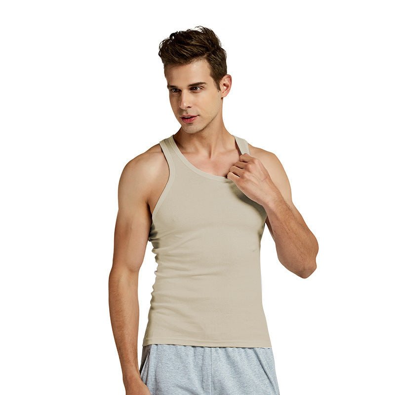 Men's Vest Cotton Slim Fit Sports Bottoming Shirt Breathable Stretch Underwear - E. M. E. LLC0