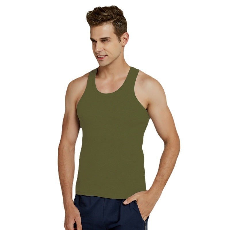Men's Vest Cotton Slim Fit Sports Bottoming Shirt Breathable Stretch Underwear - E. M. E. LLC0