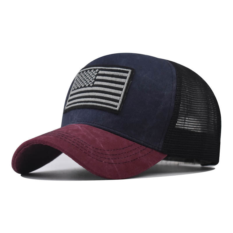 Men's Washed Distressed Breathable Embroidered Hat - E. M. E. LLC0