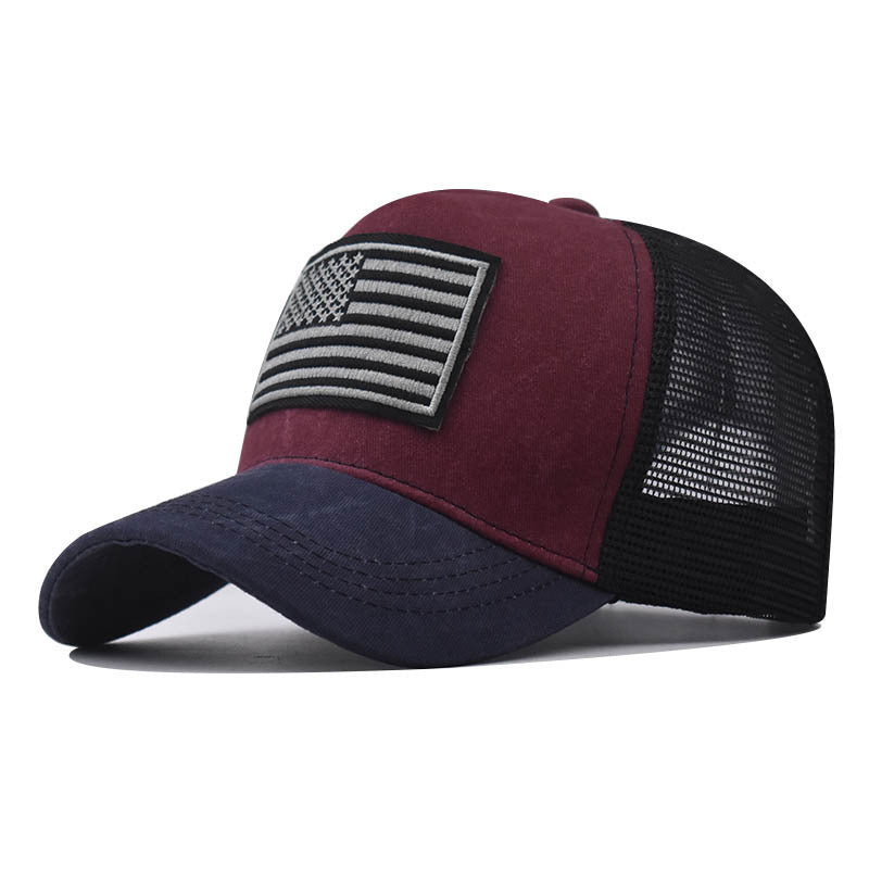 Men's Washed Distressed Breathable Embroidered Hat - E. M. E. LLC0