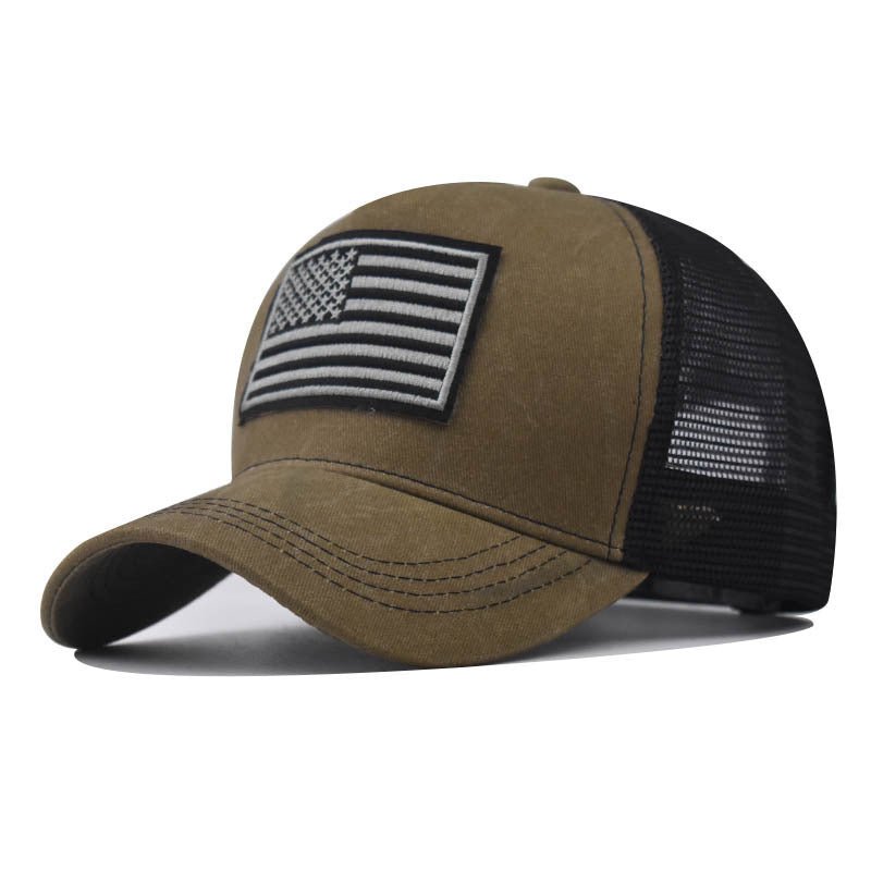 Men's Washed Distressed Breathable Embroidered Hat - E. M. E. LLC0