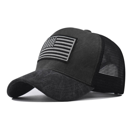 Men's Washed Distressed Breathable Embroidered Hat - E. M. E. LLC0