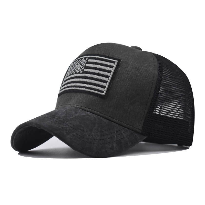 Men's Washed Distressed Breathable Embroidered Hat - E. M. E. LLC0