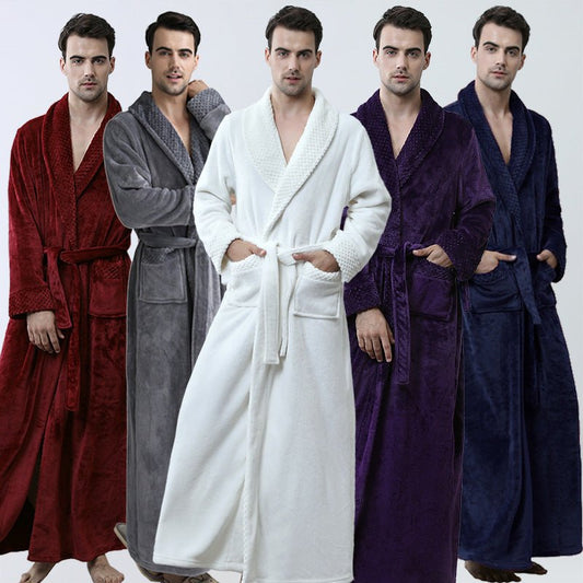 Men's Winter Coral Fleece Nightgown Homewear Thickened Pajamas - E. M. E. LLC0