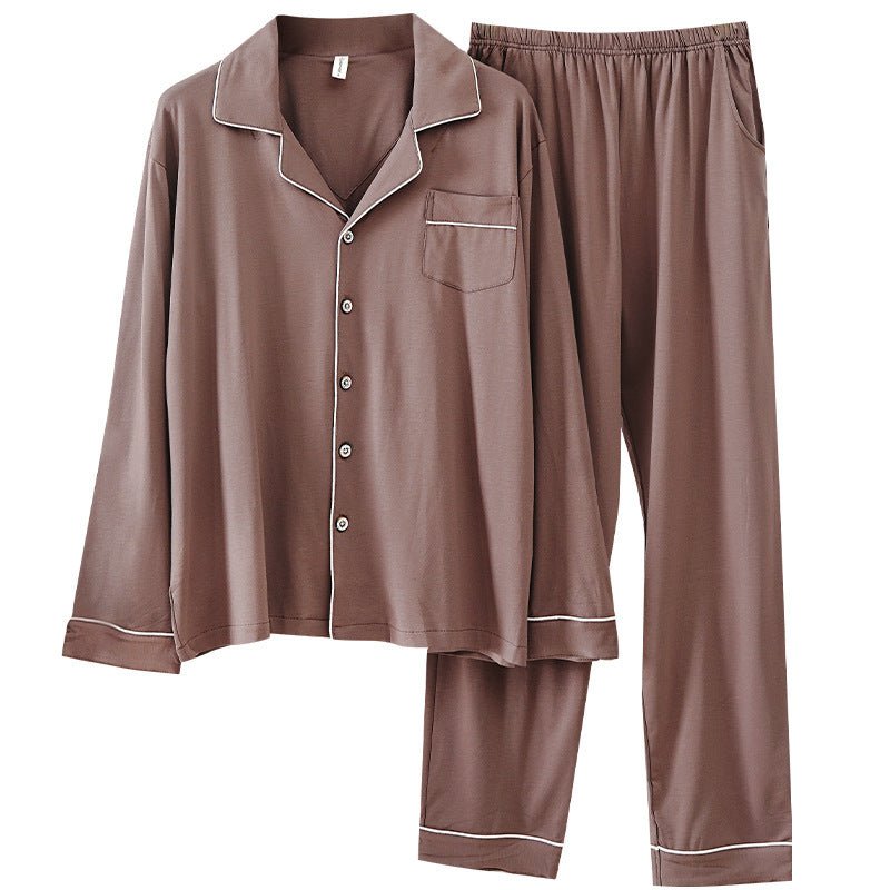 Modal Pajamas Men's Spring And Autumn Long Sleeve Cardigan Suit - E. M. E. LLC0