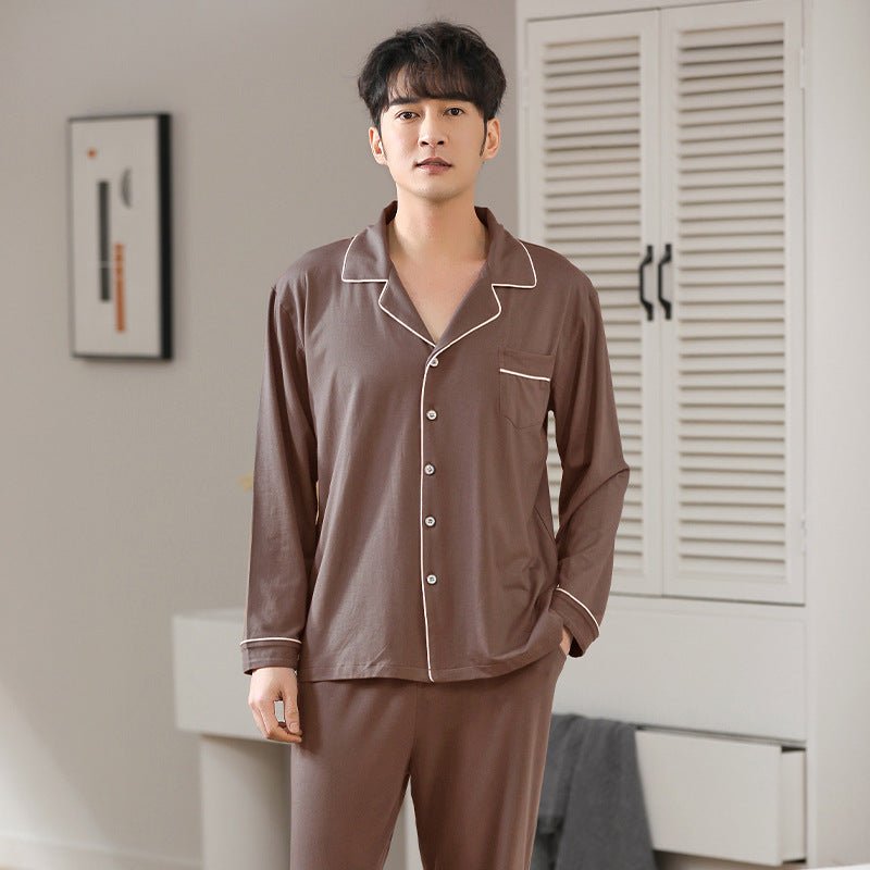Modal Pajamas Men's Spring And Autumn Long Sleeve Cardigan Suit - E. M. E. LLC0