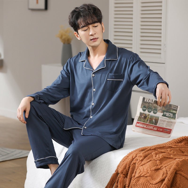 Modal Pajamas Men's Spring And Autumn Long Sleeve Cardigan Suit - E. M. E. LLC0